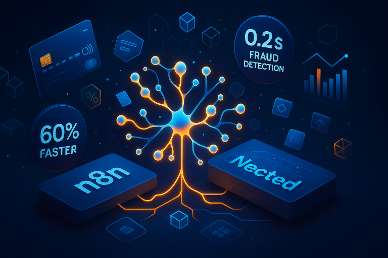 n8n and Nected fintech workflow diagram